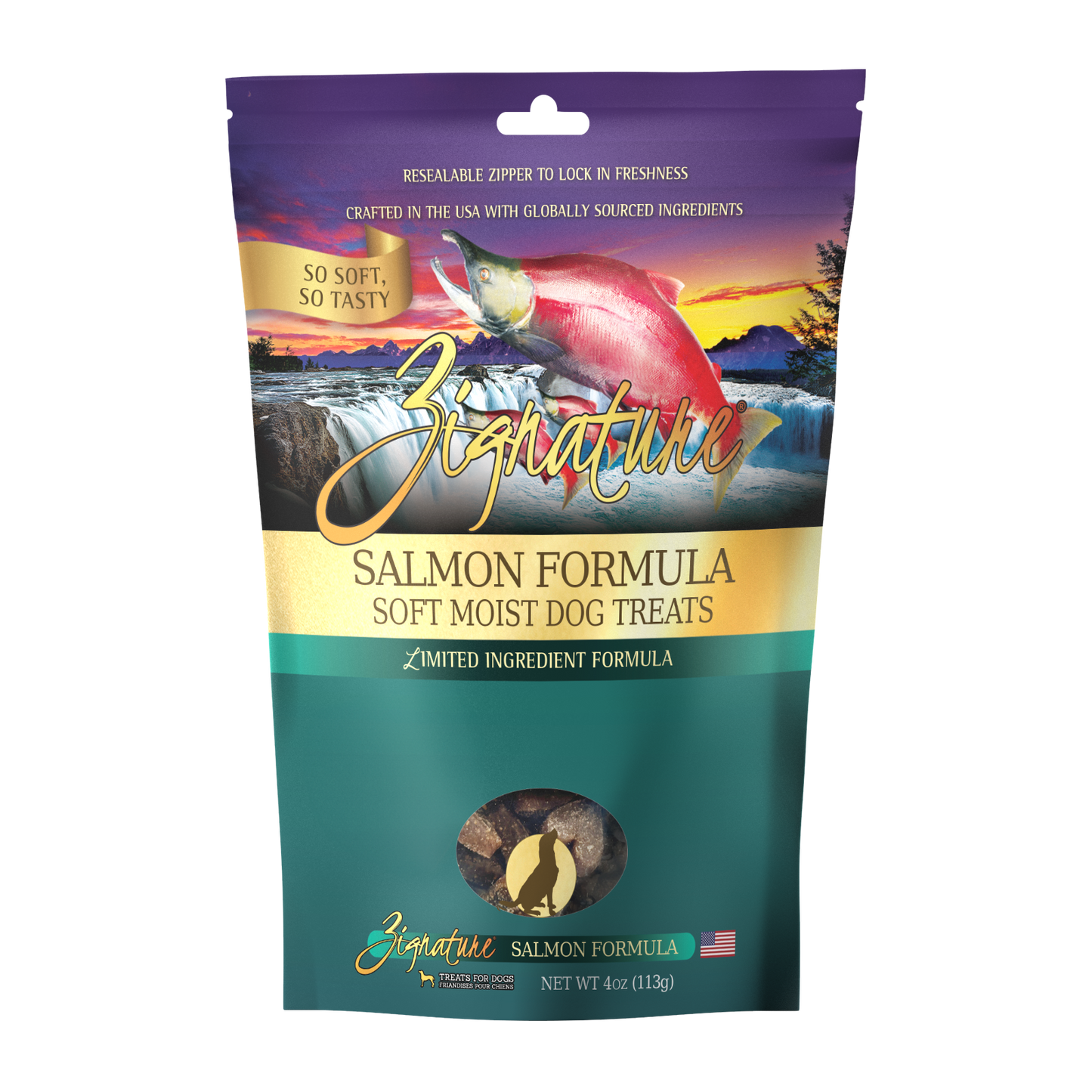 Zignature Salmon Soft Moist Treats For Dog 4 oz