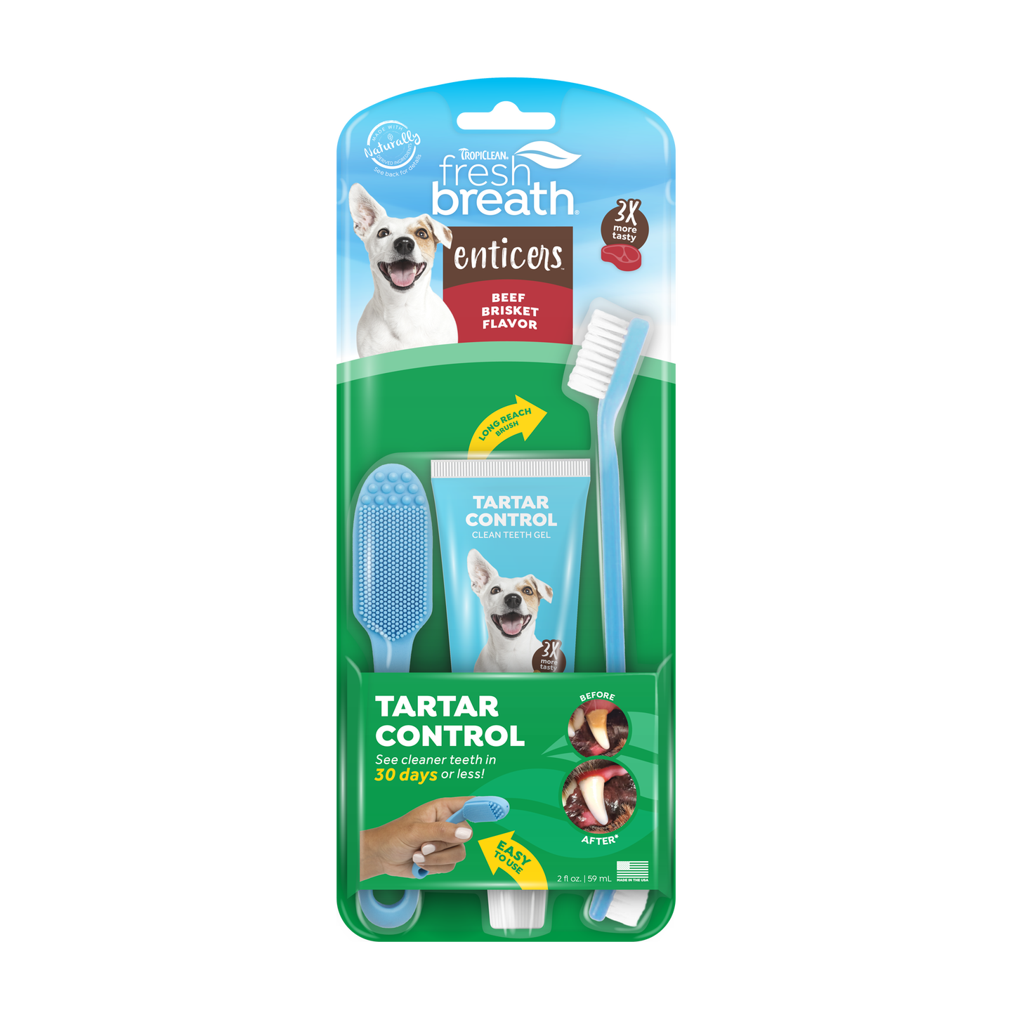 TropiClean Fresh Breath Enticers Tarter Control Kit Smoked Beef Brisket 2 oz 645095006393