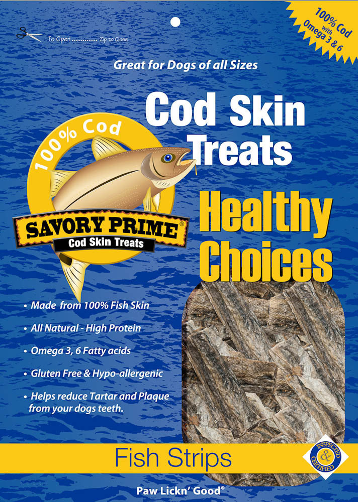 Savory Prime Cod Skin Strips Dog Treat 4 oz