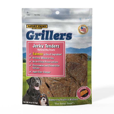 Savory Prime Girllers Jerky Tenders Dog Treats Salmon 4 oz