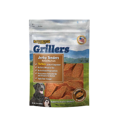 Savory Prime Girllers Jerky Tenders Dog Treats Turkey 16 oz