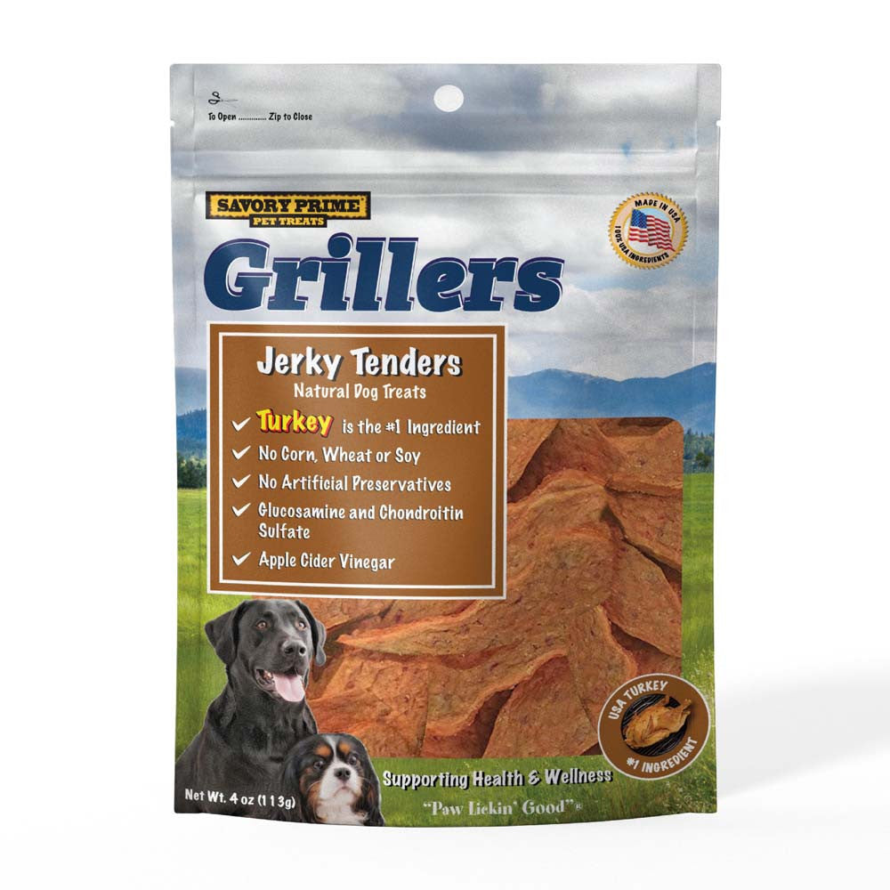 Savory Prime Girllers Jerky Tenders Dog Treats Turkey 4 oz