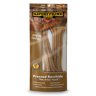 Savory Prime Pressed Rawhide Bones Bagged Natural 8.5 in 2 Pack - Dog