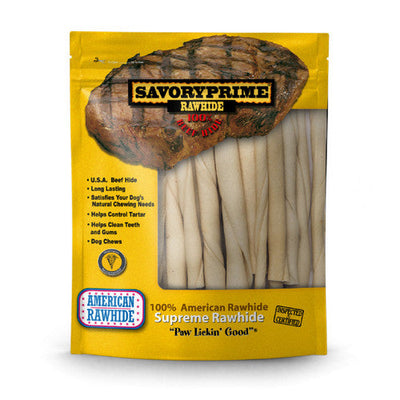 Savory Prime Pressed Rawhide Twist Sticks Natural 5 in 30 pk - Dog