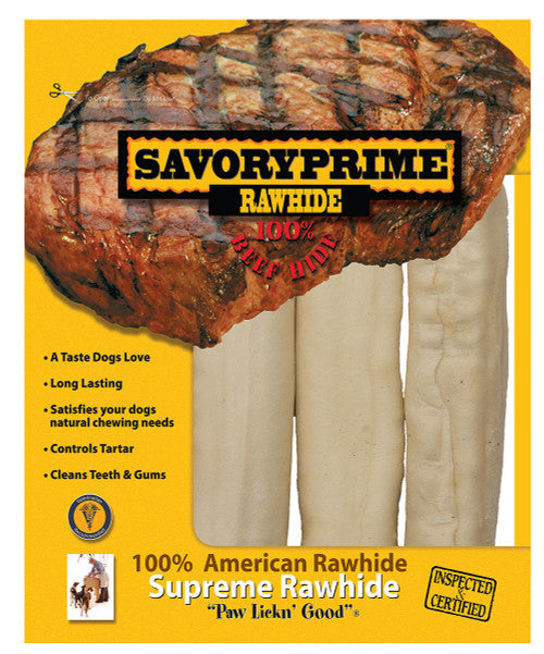 Savory Prime Supreme Rawhide Retriever Roll Natural 6 - 7 in 3 pk - Dog