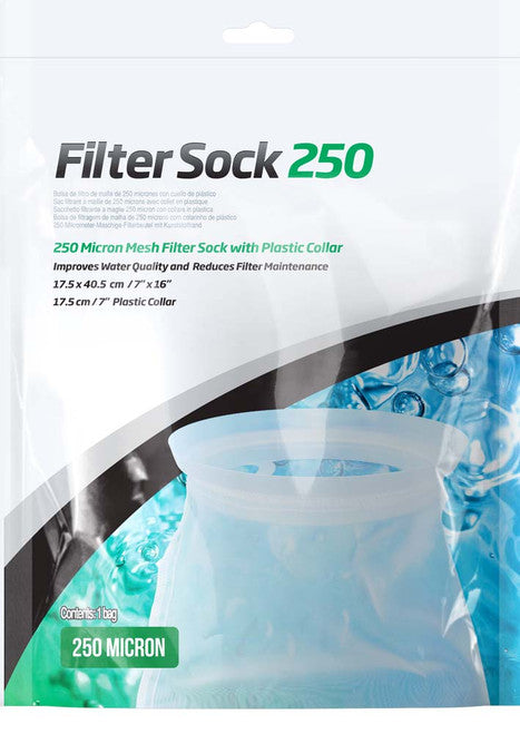 Seachem Mesh Filter Sock with Plastic Collar White 7in X 16in LG - Aquarium