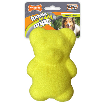 Nylabone Power Play Tennis Teddy Gripz Bear Dog Toy Medium/Wolf - Up To 35 Lbs. (1 ct) 018214850830