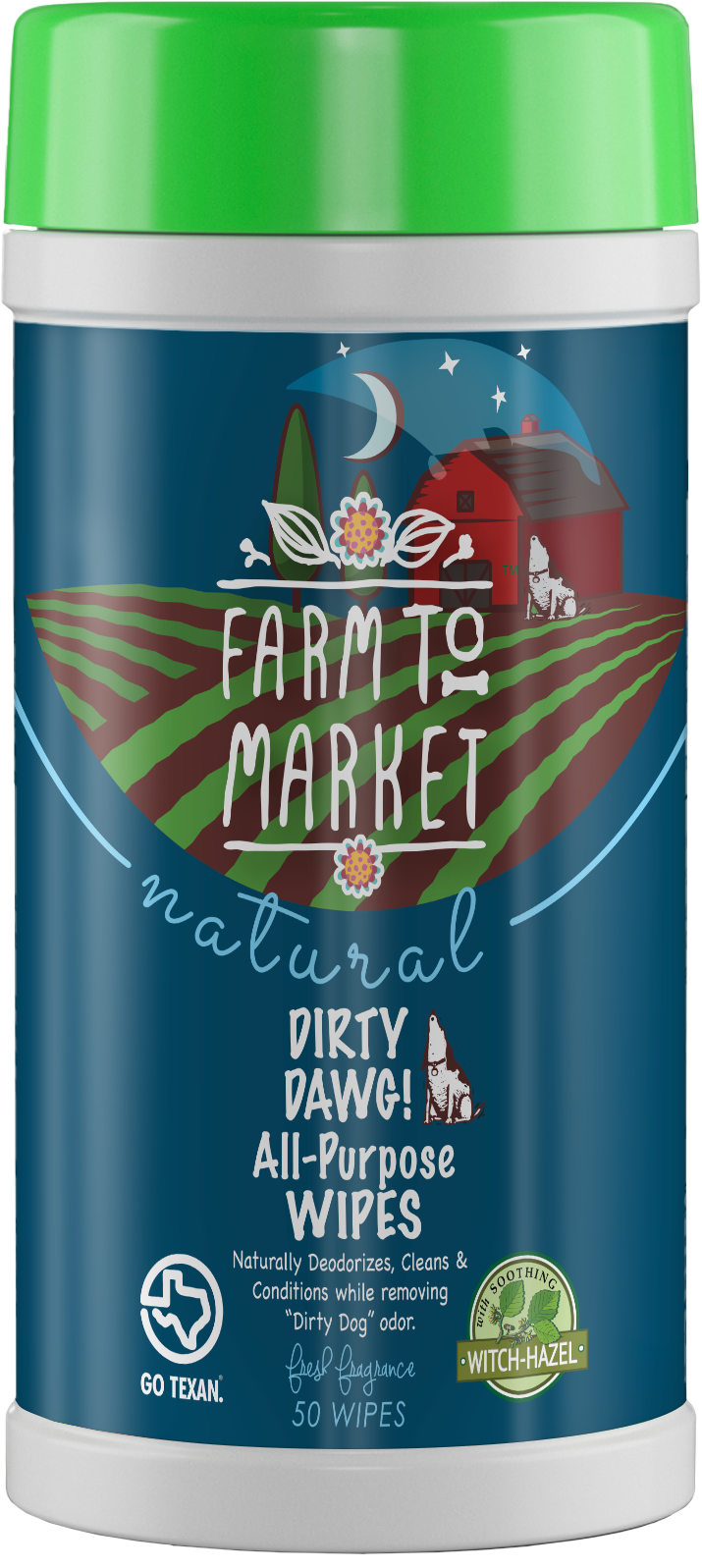 Farm to Market Natural Dirty Dawg All-Purpose Wipes with Witch-Hazel 50 ct 748406028951