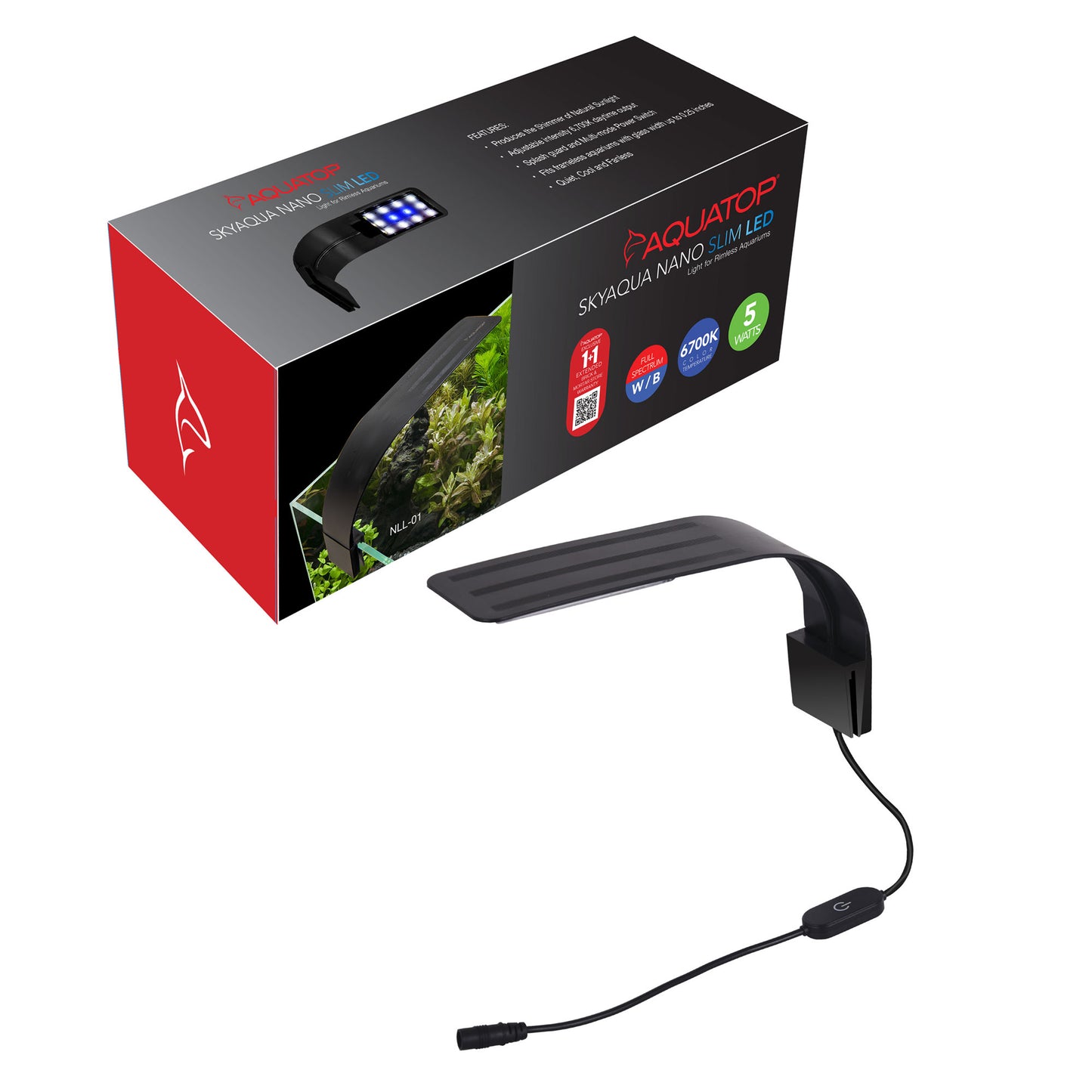 Aquatop SkyAqua Nano Slim LED Light for Rimless Aquariums 5 W 810074881494