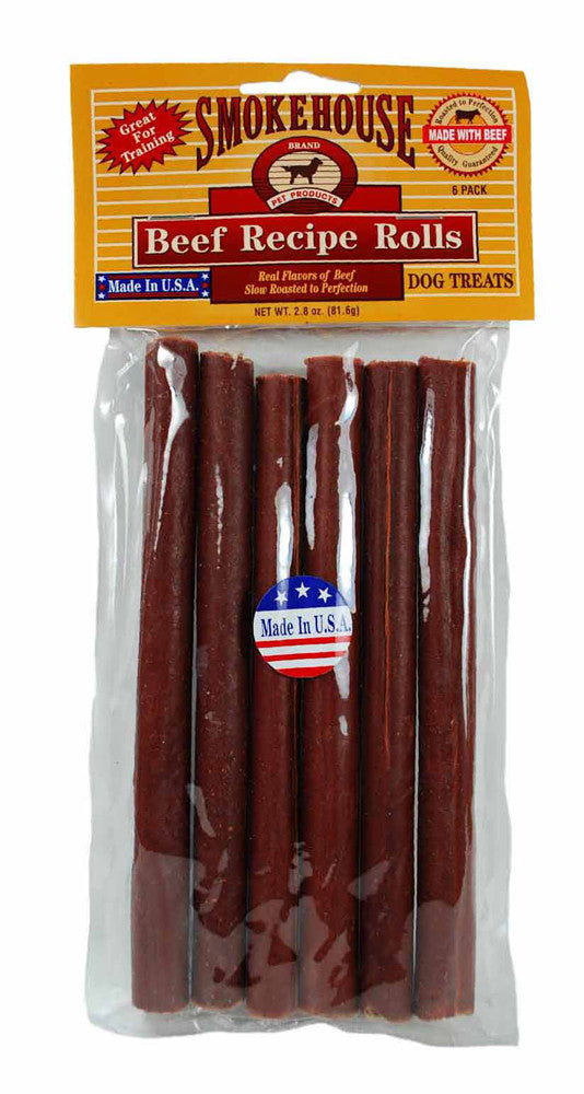 Smokehouse USA Made Beefy Rolls Dog Treats 2.8 oz 6 pk
