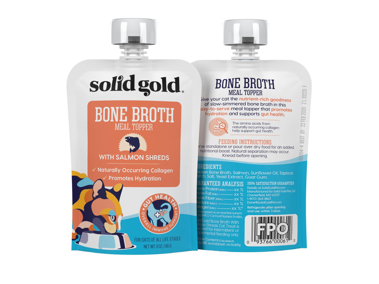 Solid Gold Bone Broth with Salmon Shreds Cat 12 / 3 oz 093766001503