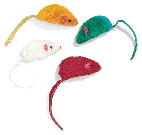 Spot Colored Plush Mice Rattle & Catnip Cat Toy Assorted 4.5 in 4 Pack