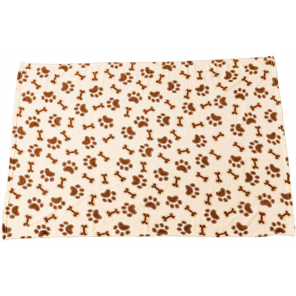 Spot Snuggler Bones/Paws Print Blanket Cream 40 in x 60 in