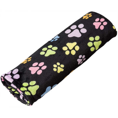 Spot Snuggler Rainbow Pawprint Blanket Black 30 in x 40 in