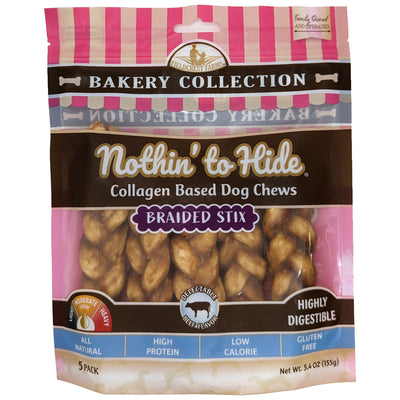 Fieldcrest Farms Nothin' To Hide Bakery Collection Dog Treat Braided Stix Beef 4.5 in, 5 pk 810002633836