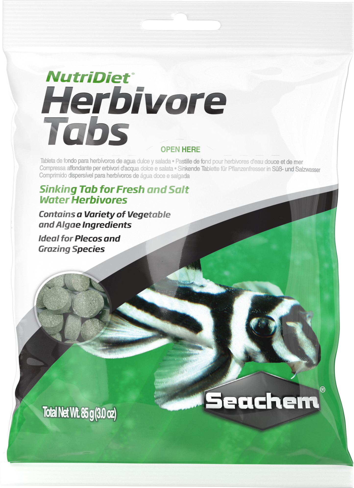 Seachem Laboratories NutriDiet Herbivores Sinking Tab Fresh & Salt Water Fish Food 3Oz/.85 g 000116010030