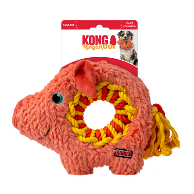 KONG Ringaroos Dog Toy Pig Medium 035585506418