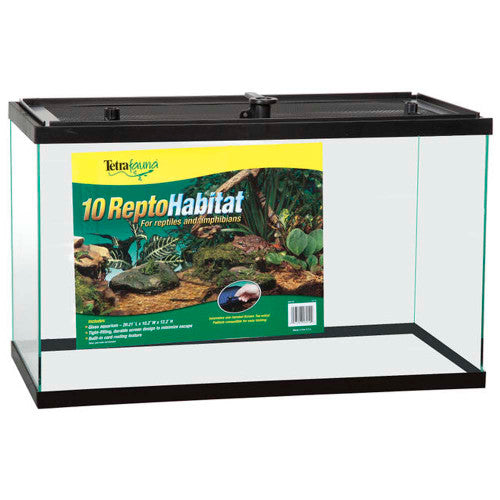 TetraFauna ReptoHabitat Reptile Tank Black Clear 20 in x 10 gal