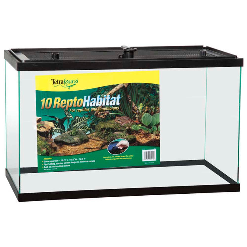 TetraFauna ReptoHabitat Reptile Tank Black, Clear 20 in x 10 in 10 gal