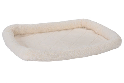 Fur Haven Pet Products Faux Lambswool Pet Crate Bolster Bed Cream Medium, 30In X 21 in 842229132526