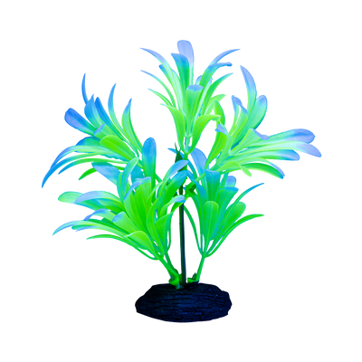 GloFish Ombre Leaf Aquarium Plant Green & White Small 046798786740