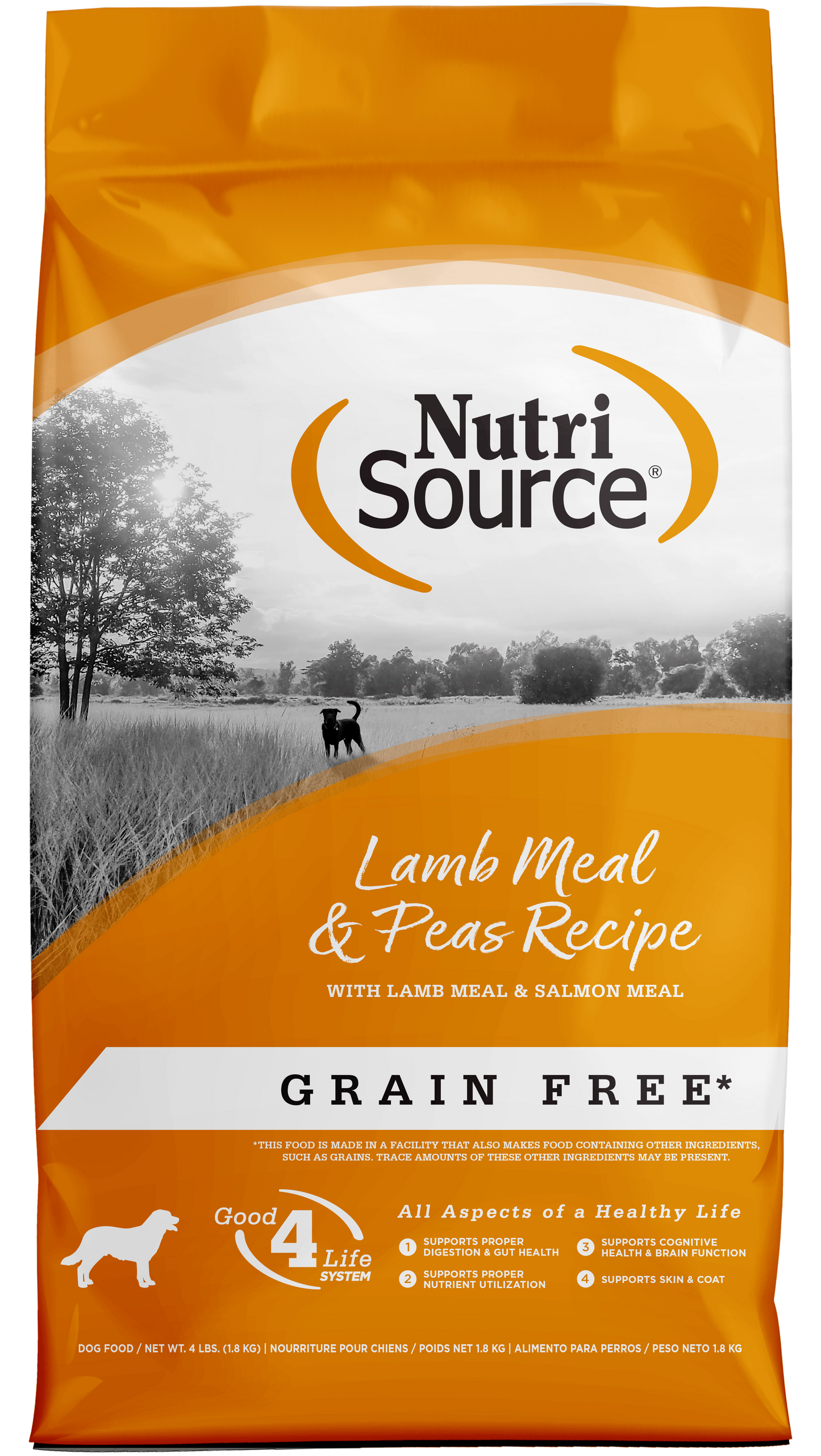 NutriSource Grain Free Dry Dog Food Lamb Meal & Peas 4 lb 073893291084