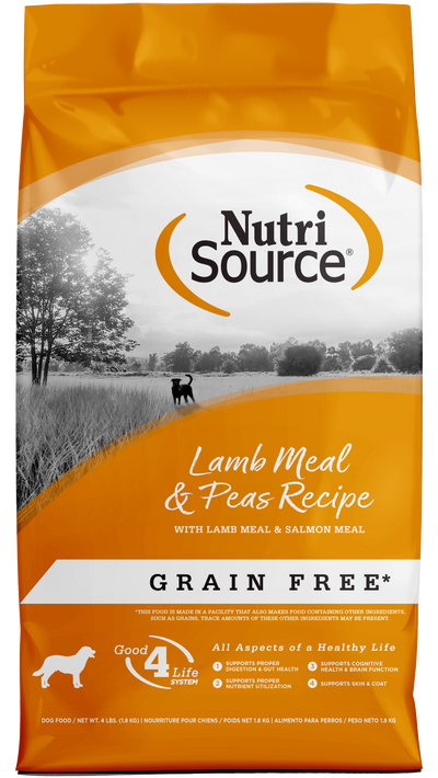 NutriSource Grain Free Dry Dog Food Lamb Meal & Peas 4 lb 073893291084