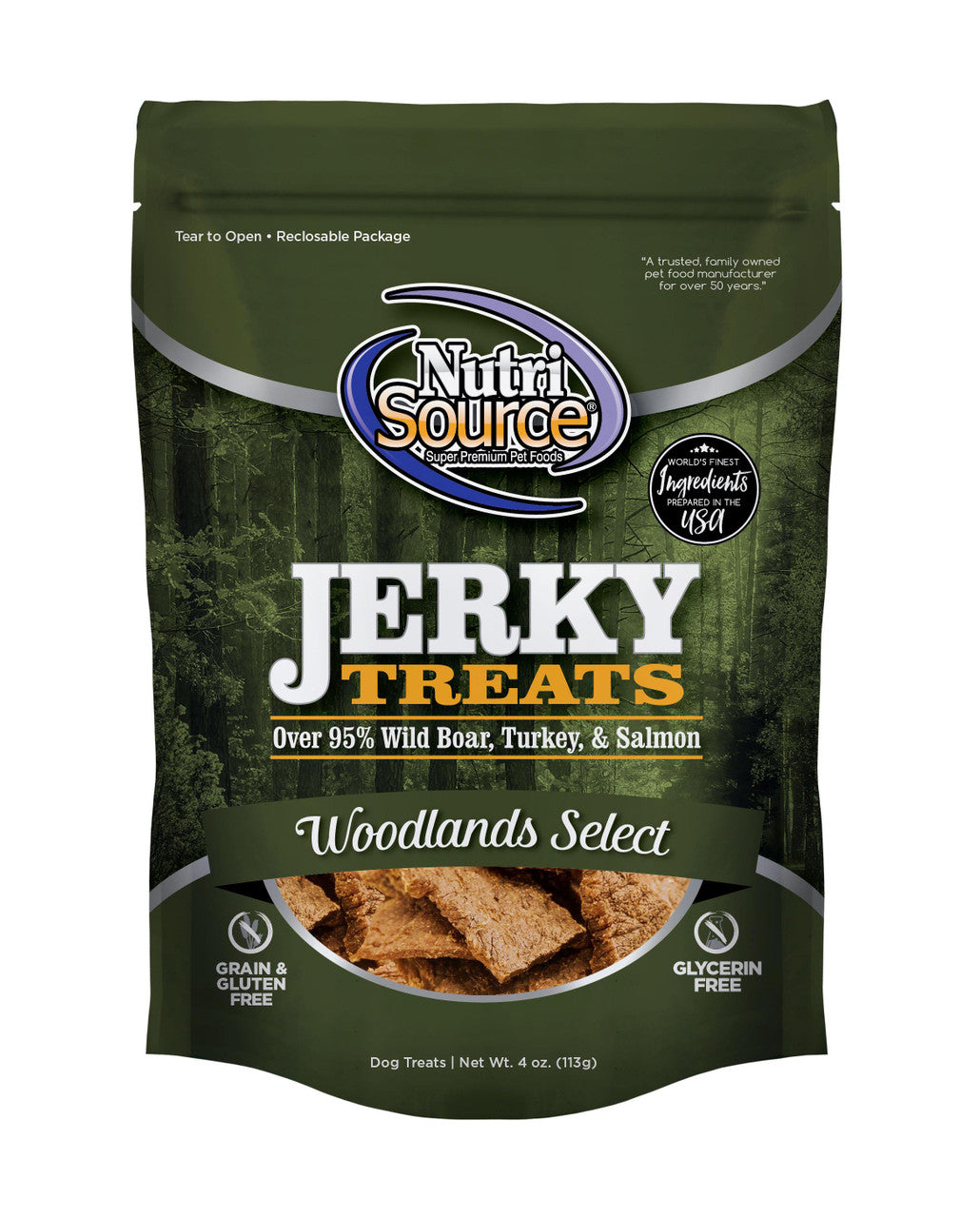 Tuffy's Nutri Source Woodland Select Jerky Treats 4oz C=8 {L+1x} 131264 073893285243