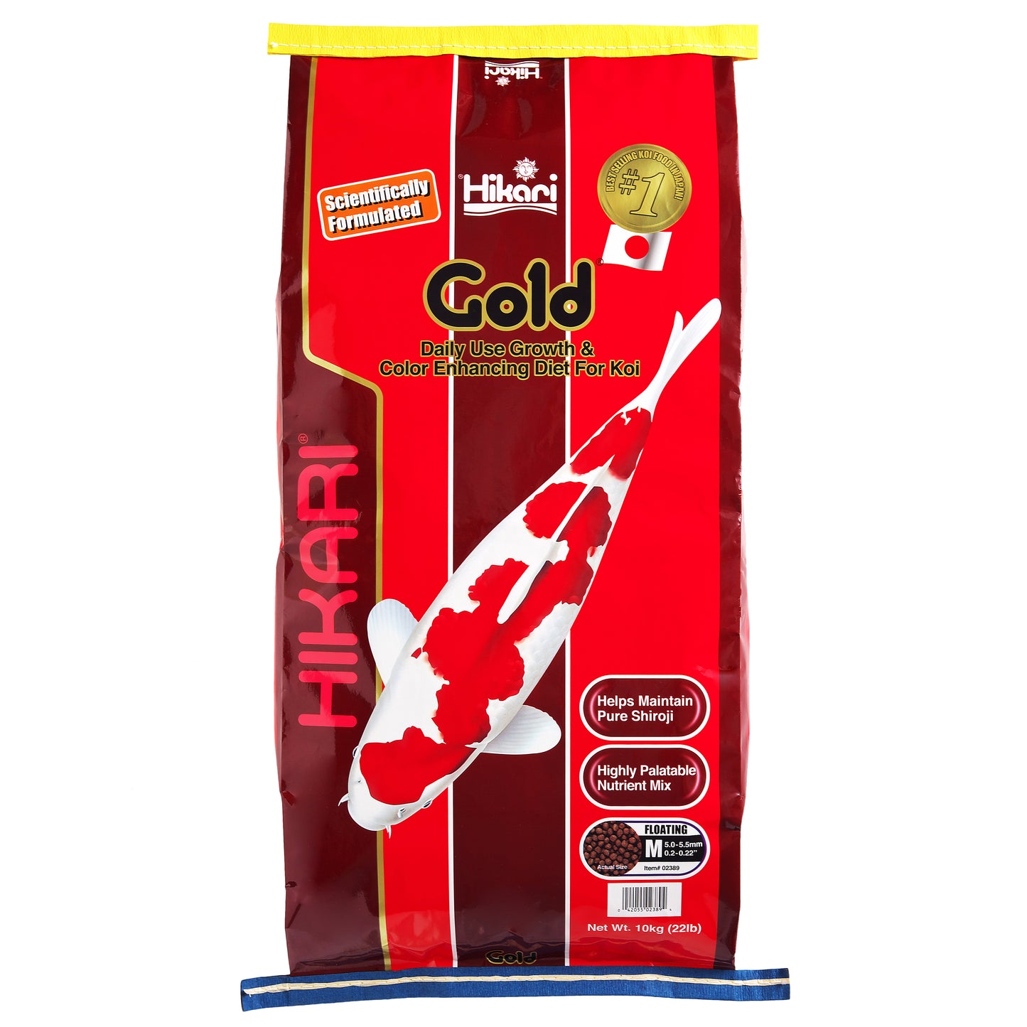 Hikari USA Gold Color Enhancing Pellet Fish Food for Koi and Pond Fishes 22 lb, Medium 042055023894