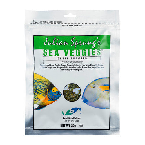 Two Little Fishies Julian Sprungās Seaveggies Green Seaweed Fish Food 1 oz - Aquarium