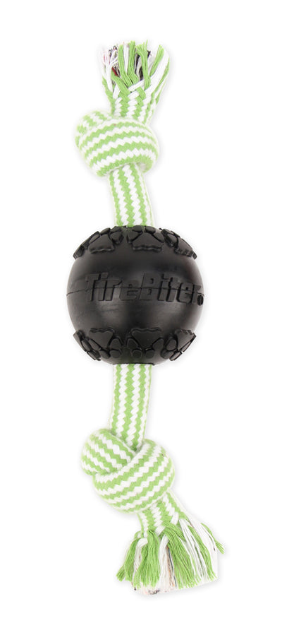 Mammoth Pet Products TireBiter Ball w/Rope Dog Toy 2-Knot Medium, 3 in 746772352045