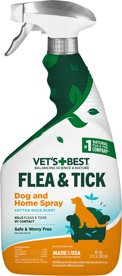 Vet's Best Flea & Tick Dog and Home Spray Cotton Spice Scent 32 oz 010279001387