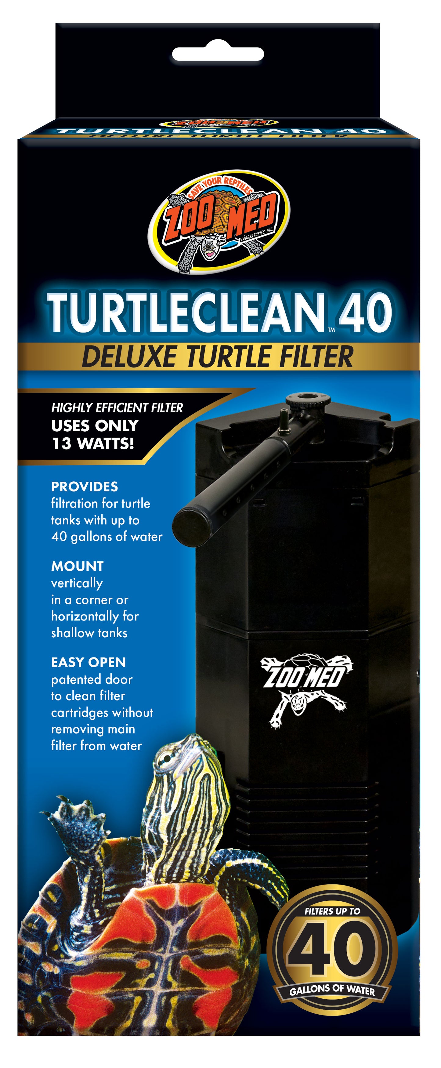 Zoo Med TurtleClean 40 Deluxe Filter 40 gal 097612023053