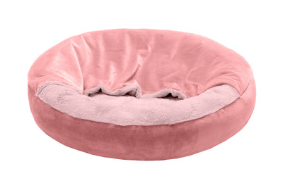 Fur Haven Pet Products Wave Fur & Velvet Hooded Donut Pet Bed Rose Pink Small 842229122466