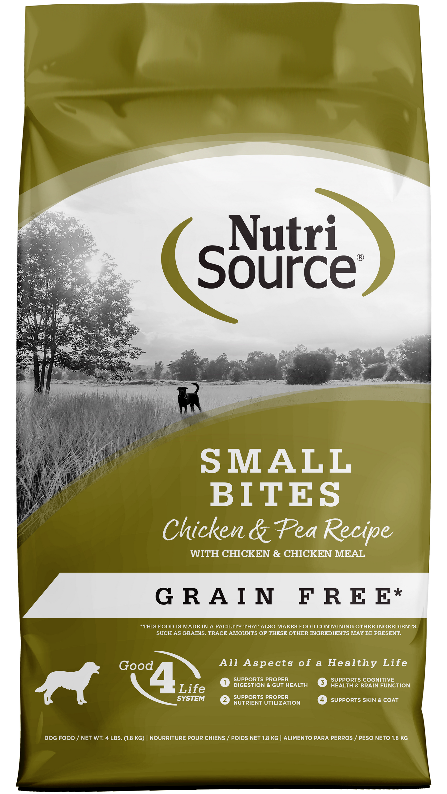 NutriSource Small Bites Grain Free Dry Dog Food Chicken & Peas 4 lb 073893295051
