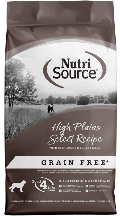 NutriSource Select Recipe Grain Free Dry Dog Food High Plains Select 4 lb 073893297086