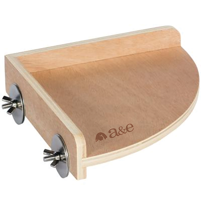 A & E Cages Corner Cage Shelf Natural Wood Small, 7 1/8In X 7 1/8In X 1 1/2 in 644472009057