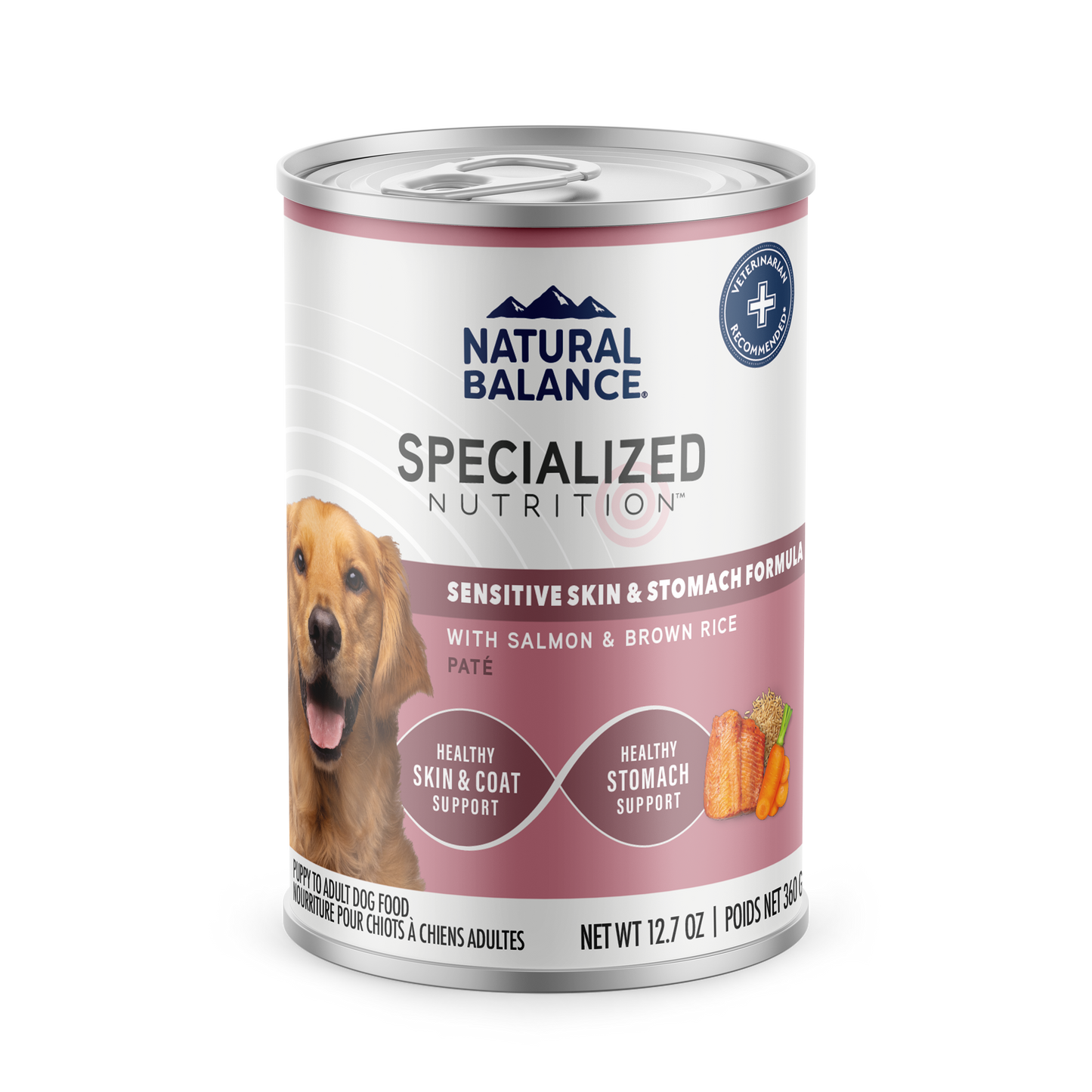 Natural Balance Pet Foods Specialized Sensitive Skin & Stomach Canned Dog Food Salmon & Brown Rice 12ea/12.7 oz 723633007078