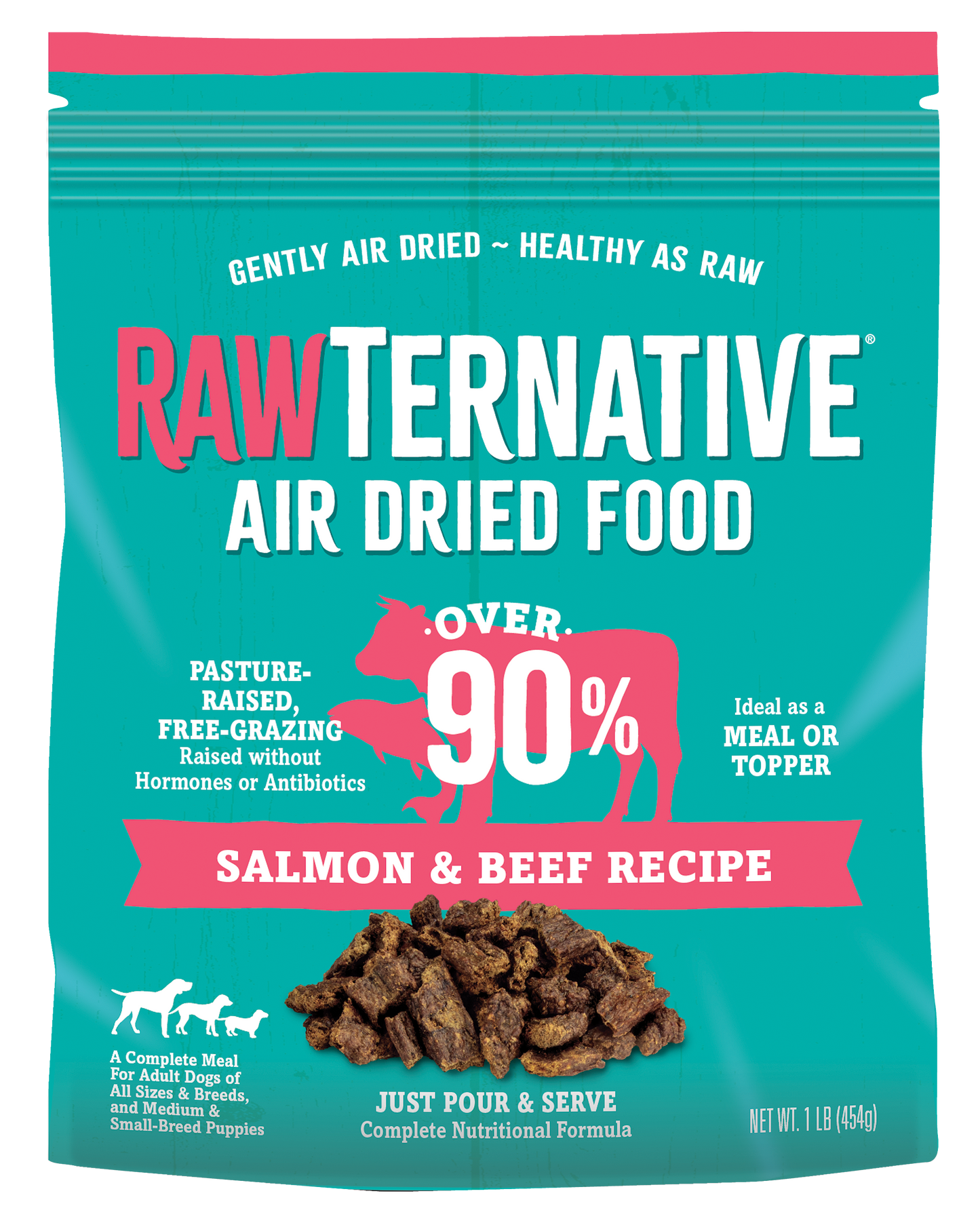 Grandma Mae's Country Naturals Rawternative Air Dried Dog Food Salmon & Beef 5 oz 850042318058