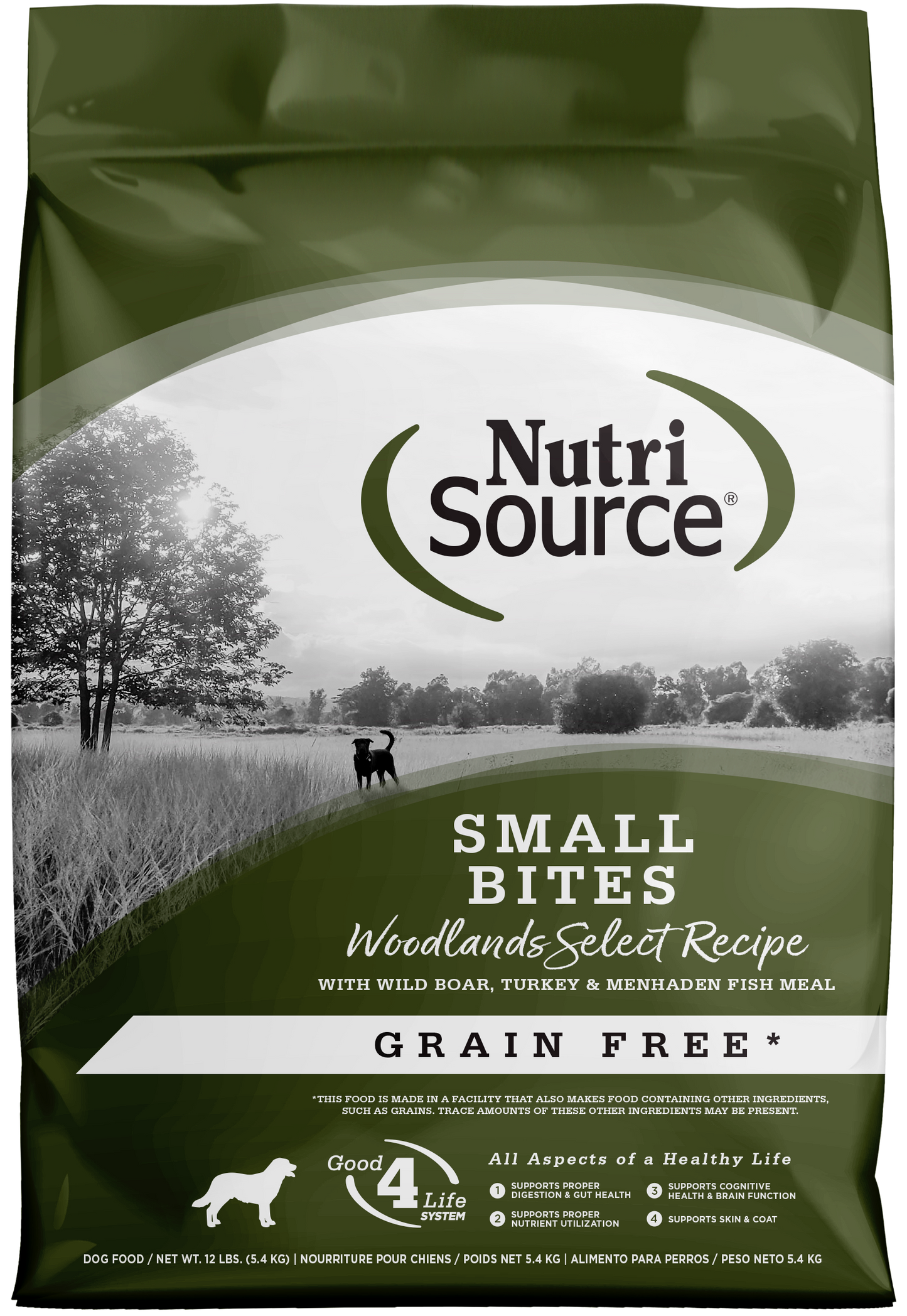 NutriSource Select Recipe Small Bites Grain Free Dry Dog Food Woodlands Select 12 lb 073893299882
