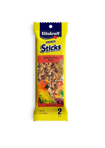 Vitakraft Crunch Sticks Apricot & Cherry Flavor Conure Treat 3.5 oz 2 Count - Bird