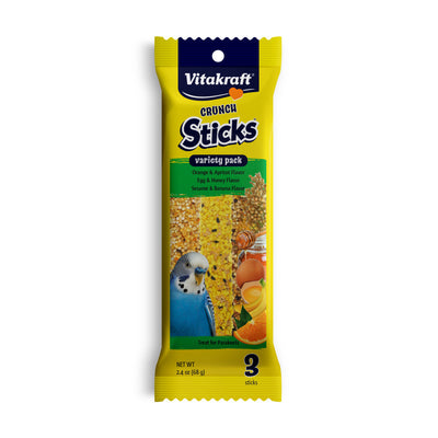 Vitakraft Crunch Sticks Variety Orange, Egg & Banana Flavor Parakeet Treat 2.4 oz 3 Count
