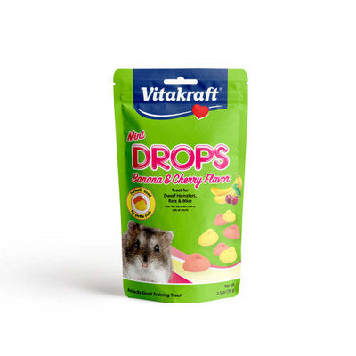 Vitakraft Mini Drops w/Banana & Cherry Flavor Treat for Small Animals 2.5 oz - Small - Pet