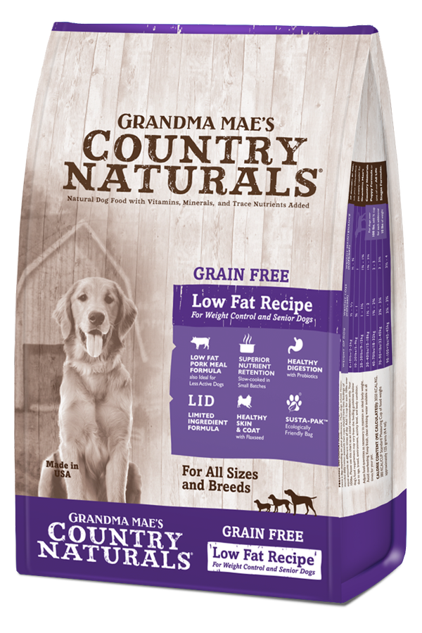 Grandma Mae's Country Naturals Grain Free Low Fat Recipe for Weight Control and Seniors Dry Dog Food Pork 23 lb 856235007907