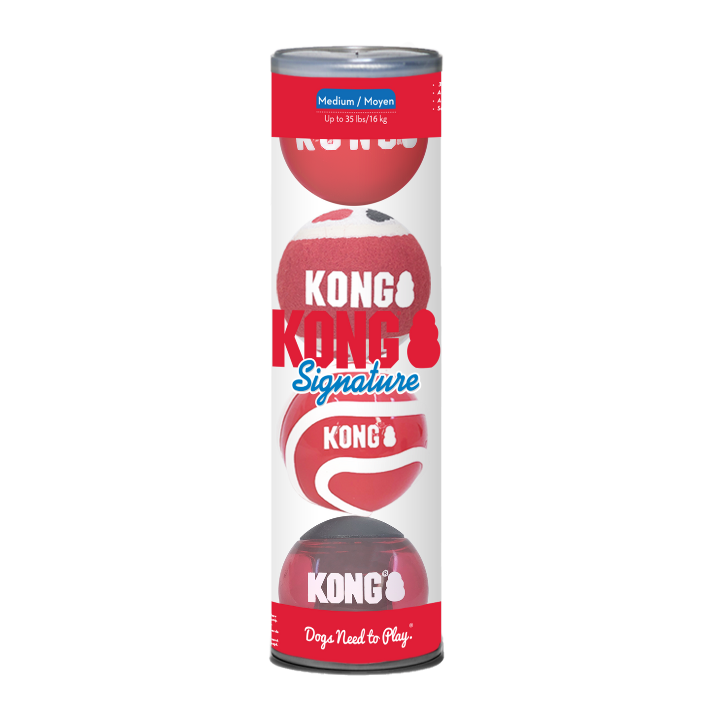 KONG Signature Ball Dog Toy Assorted Color Medium, 4 pk 035585523057