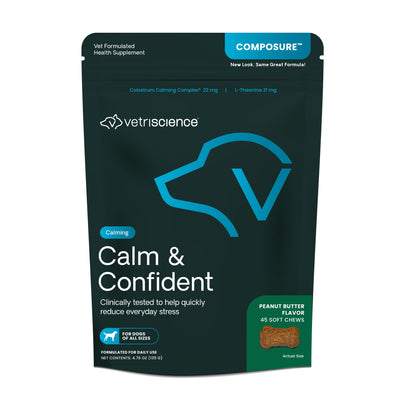 VetriScience Composure Calming Soft Chews Dog Supplement Peanut Butter 45 ct 026664016058
