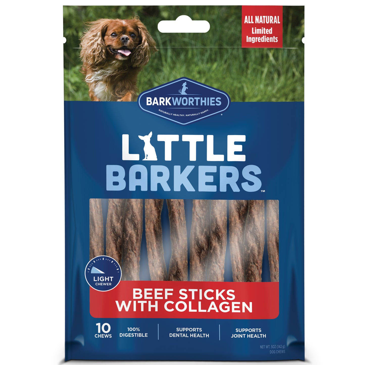 Barkworthies Little Barkers Beef Sticks with Collagen Dog Treat 840139125515