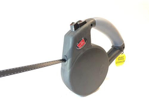 Wigzi Gel Handle Reflective Tape Retractable Leash Large Black 644216381357