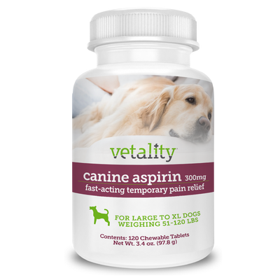 Vetality Canine Aspirin Chewable Tables 300mg 120 ct 190623300639