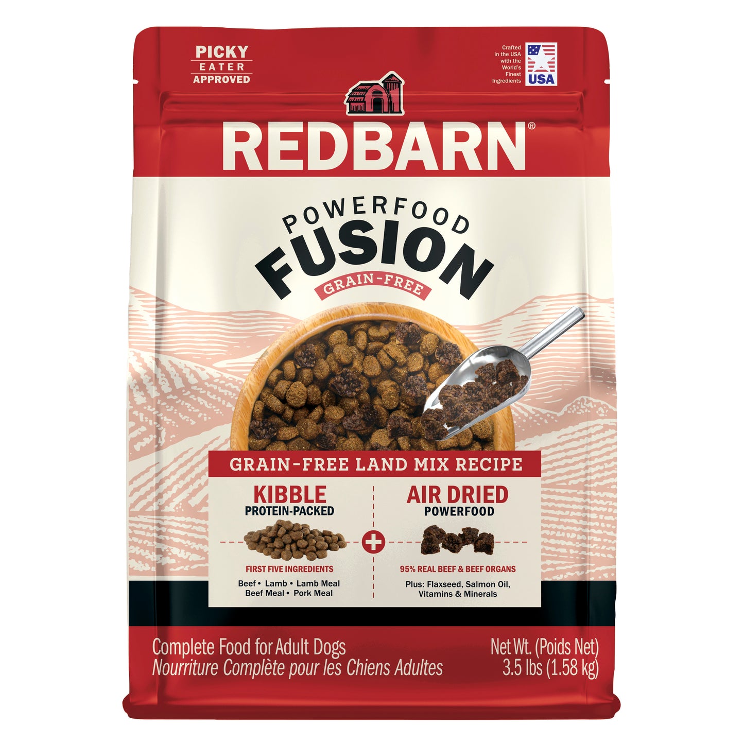 Redbarn Pet Products Powerfood Fusion Grain Free Dry Dog Food Land Mix Beef 3.5 lb 785184120835